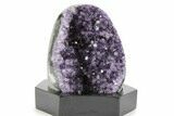 Deep Purple Amethyst Geode With Wood Base - Uruguay #360457-2